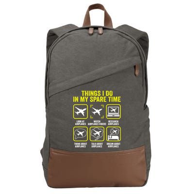 Things I Do In My Spare Time Airplanes Aviation Pilot Cotton Canvas Backpack