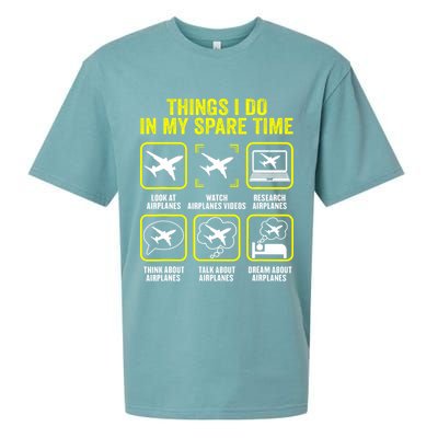 Things I Do In My Spare Time Airplanes Aviation Pilot Sueded Cloud Jersey T-Shirt