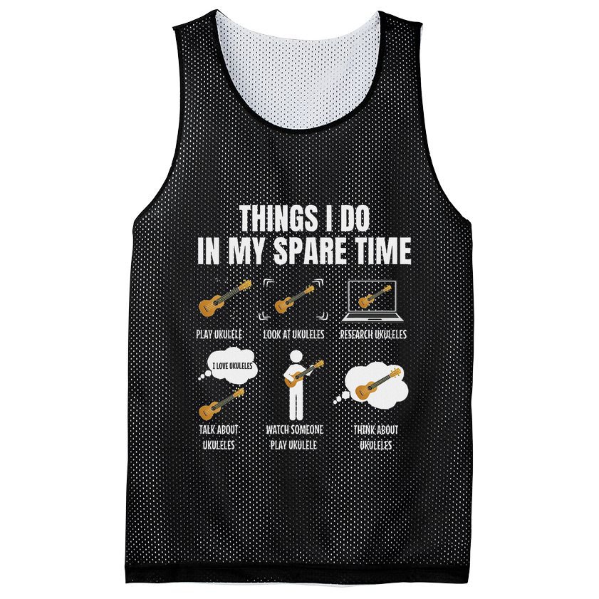 Things I Do In My Spare Time Ukulele Player Mesh Reversible Basketball Jersey Tank