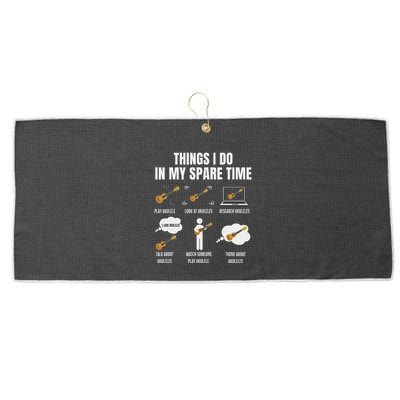 Things I Do In My Spare Time Ukulele Player Large Microfiber Waffle Golf Towel