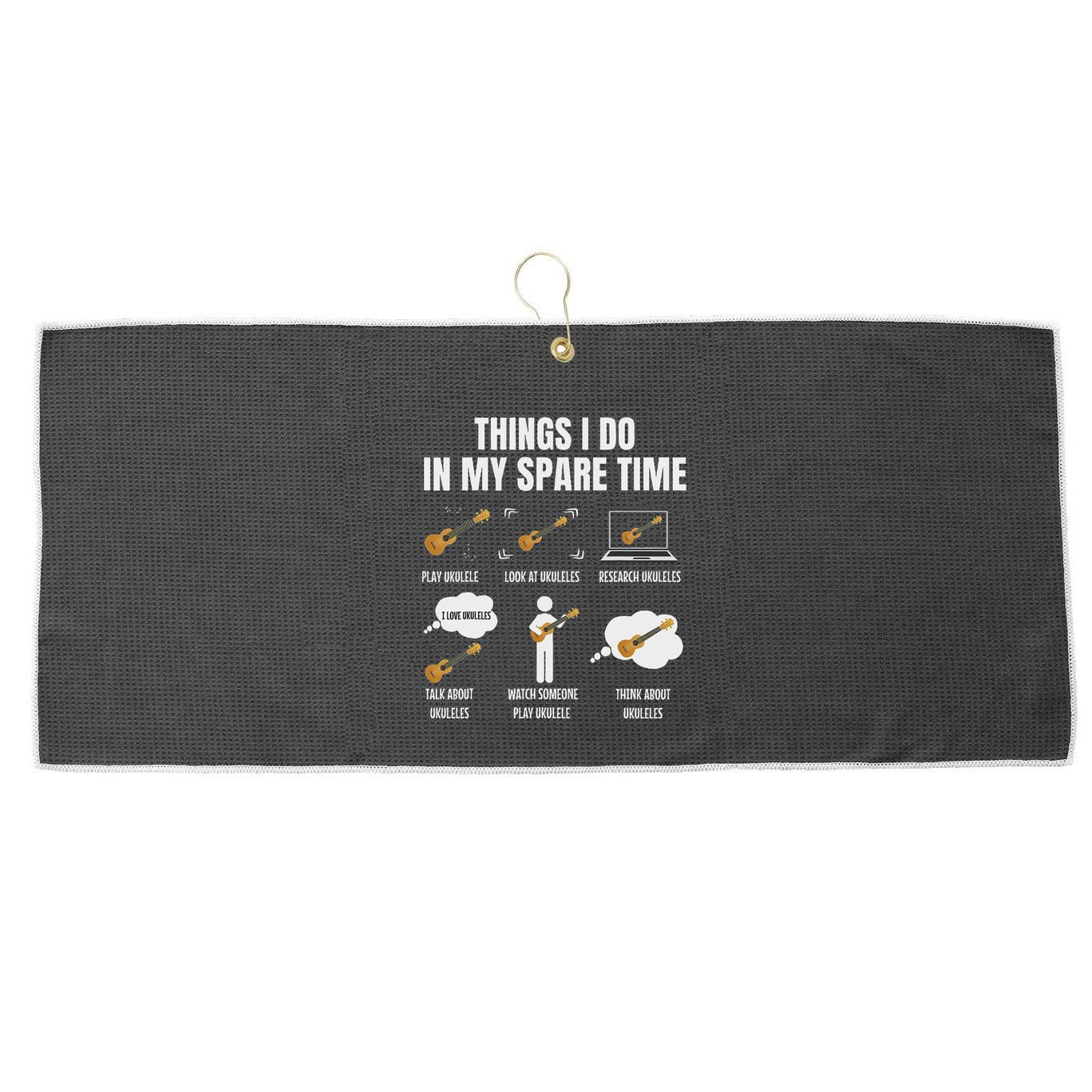 Things I Do In My Spare Time Ukulele Player Large Microfiber Waffle Golf Towel