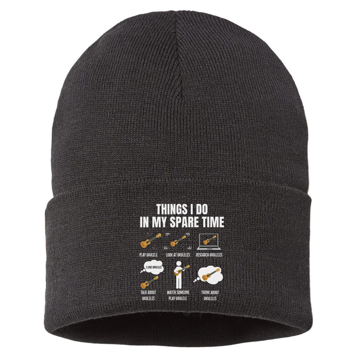 Things I Do In My Spare Time Ukulele Player Sustainable Knit Beanie