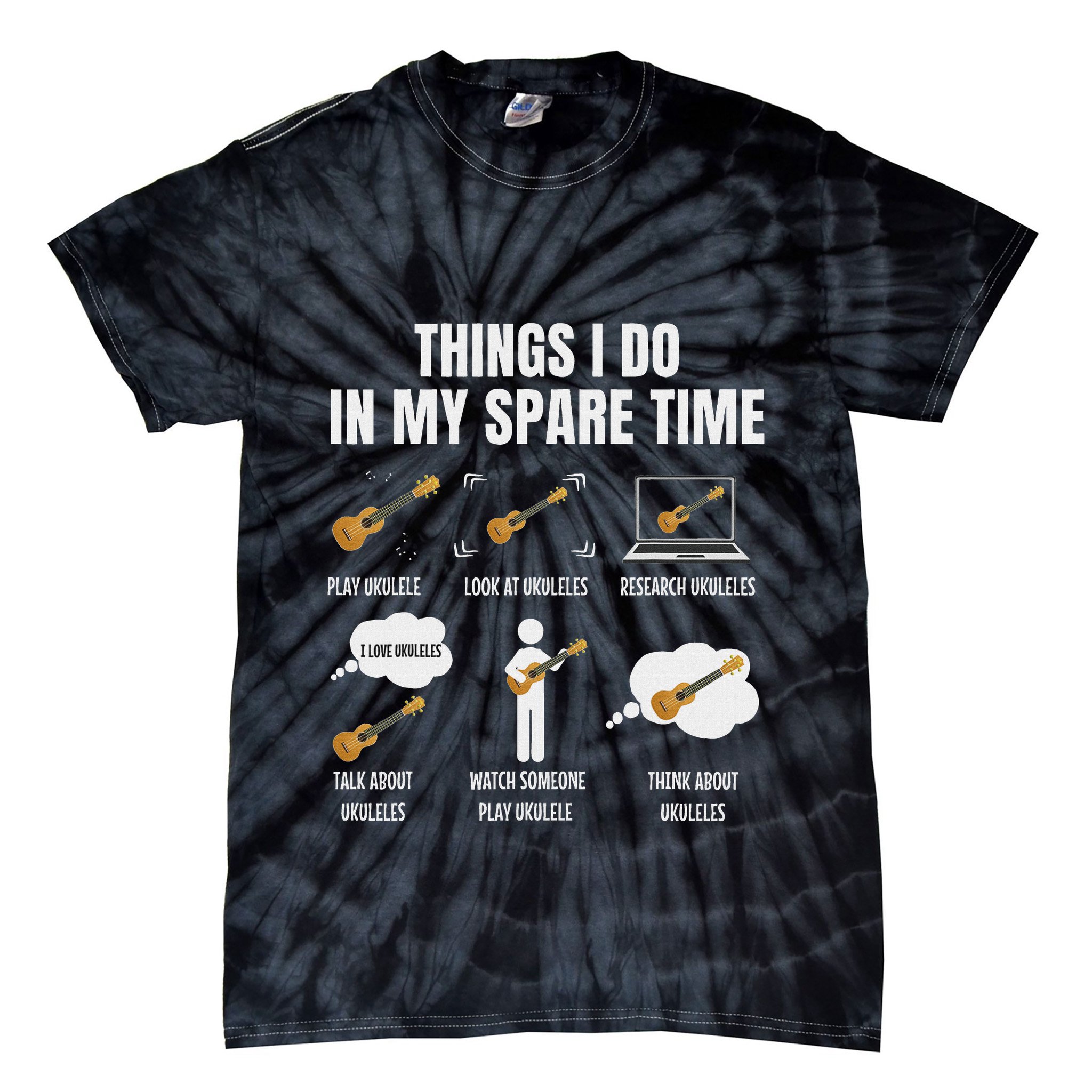 Things I Do In My Spare Time Ukulele Player Tie-Dye T-Shirt