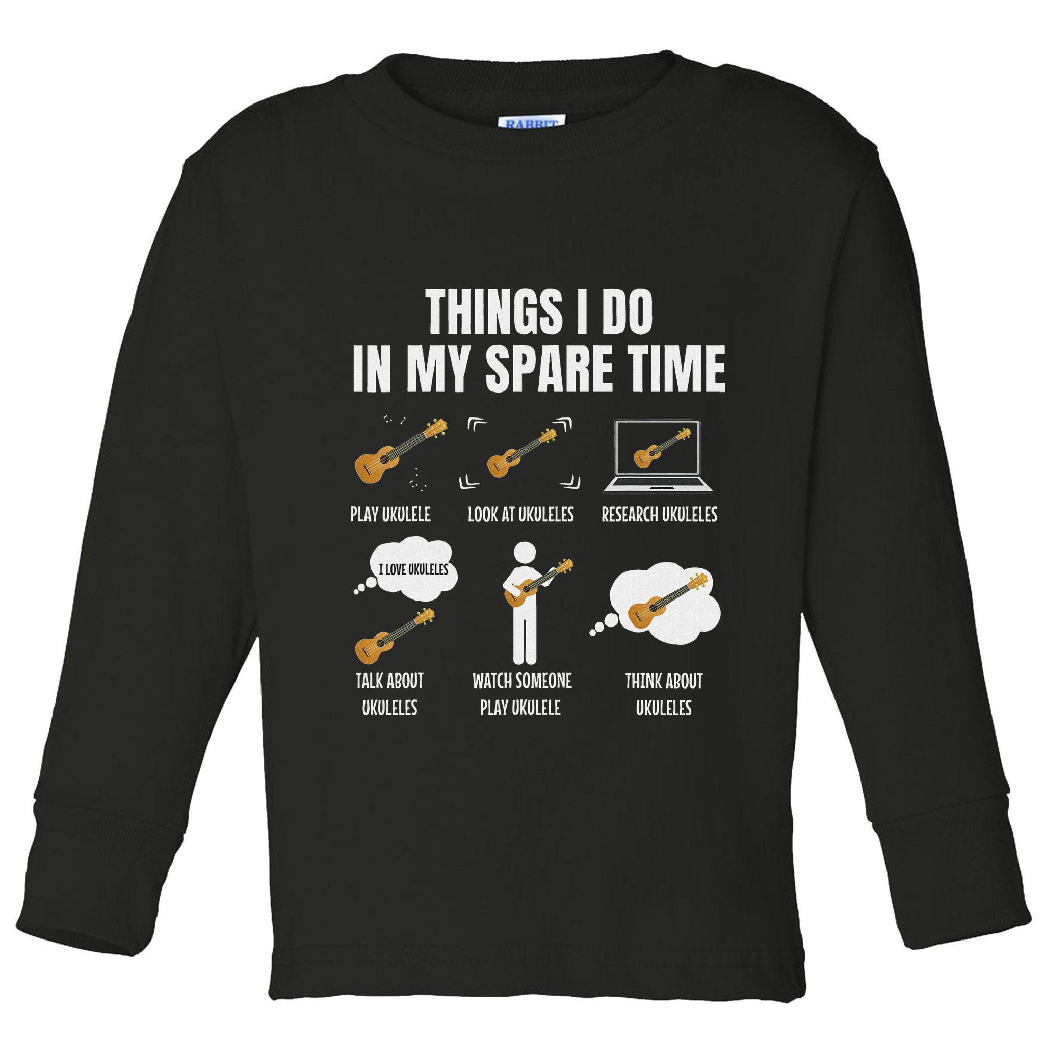 Things I Do In My Spare Time Ukulele Player Toddler Long Sleeve Shirt