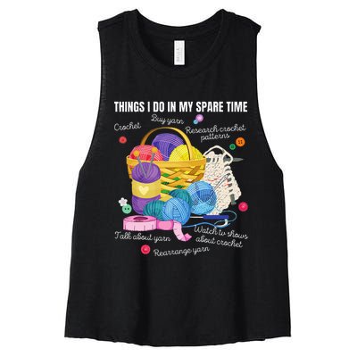 Things I Do In My Spare Time Crochet Lovers Arts And Crafts Women's Racerback Cropped Tank