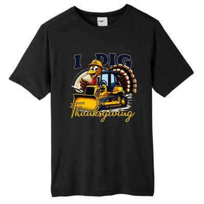 Turkey I Dig Thanksgiving Bulldozer Little Thanksgiving Tall Fusion ChromaSoft Performance T-Shirt