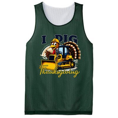 Turkey I Dig Thanksgiving Bulldozer Little Thanksgiving Mesh Reversible Basketball Jersey Tank