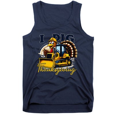 Turkey I Dig Thanksgiving Bulldozer Little Thanksgiving Tank Top