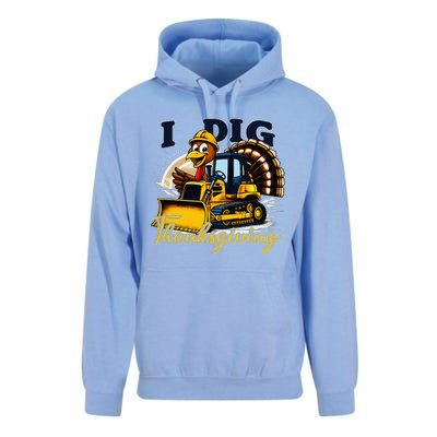 Turkey I Dig Thanksgiving Bulldozer Little Thanksgiving Unisex Surf Hoodie