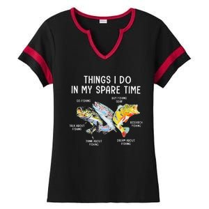 Things I Do In My Spare Time Funny Fishing Ladies Halftime Notch Neck Tee