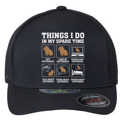 Things I Do In My Spare Time Capybara Funny Capybaras Rodent  Flexfit Unipanel Trucker Cap