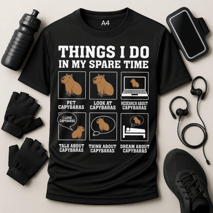 Things I Do In My Spare Time Capybara Funny Capybaras Rodent  Performance Shirt