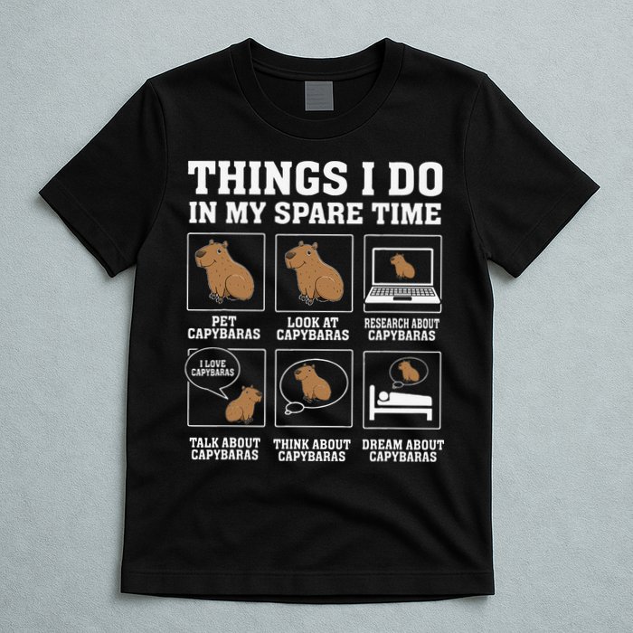 Things I Do In My Spare Time Capybara Funny Capybaras Rodent  T-Shirt