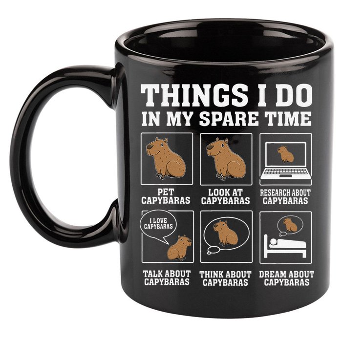 Things I Do In My Spare Time Capybara Funny Capybaras Rodent  11oz C Handle Ceramic Mug