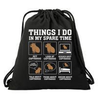 Things I Do In My Spare Time Capybara Funny Capybaras Rodent  Drawstring Bag