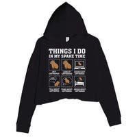 Things I Do In My Spare Time Capybara Funny Capybaras Rodent  Crop Fleece Hoodie