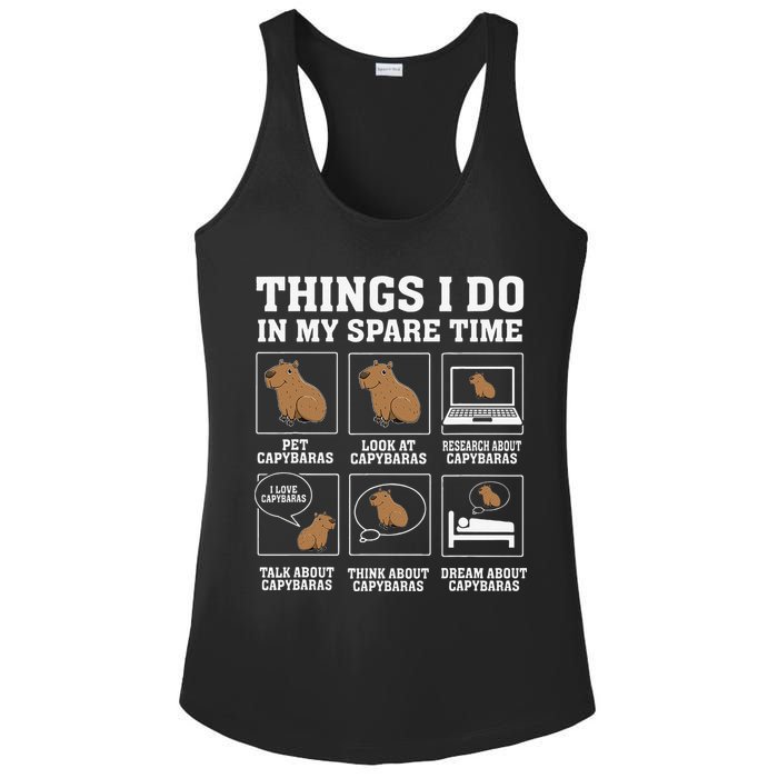 Things I Do In My Spare Time Capybara Funny Capybaras Rodent  Ladies PosiCharge Competitor Racerback Tank