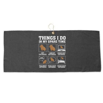 Things I Do In My Spare Time Capybara Funny Capybaras Rodent  Large Microfiber Waffle Golf Towel