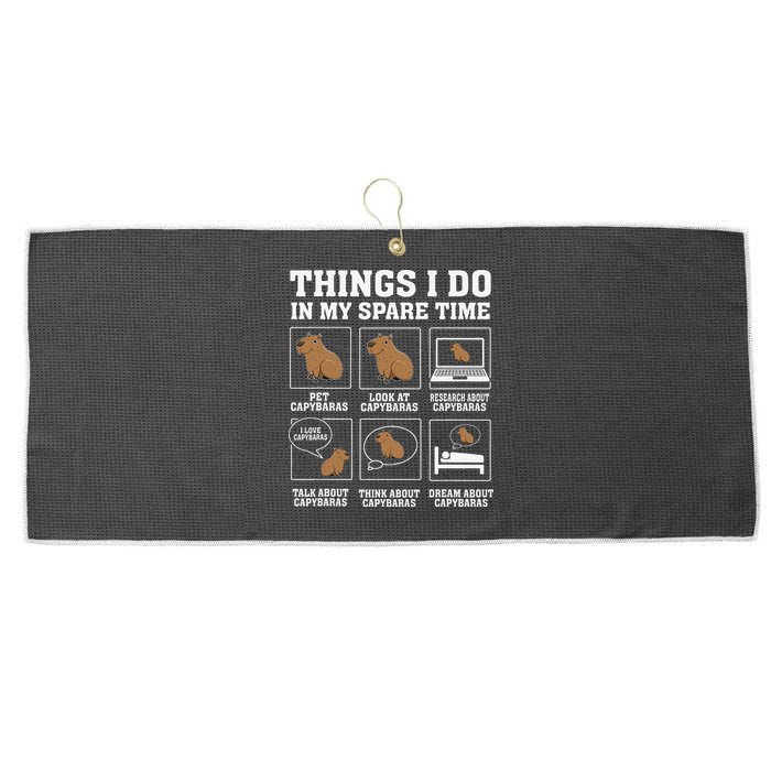 Things I Do In My Spare Time Capybara Funny Capybaras Rodent  Large Microfiber Waffle Golf Towel