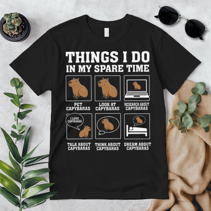 Things I Do In My Spare Time Capybara Funny Capybaras Rodent  Premium T-Shirt