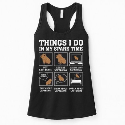 Things I Do In My Spare Time Capybara Funny Capybaras Rodent  Womens Tank Top