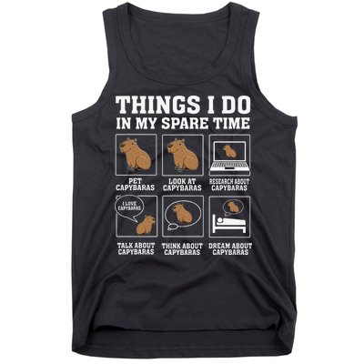 Things I Do In My Spare Time Capybara Funny Capybaras Rodent  Tank Top