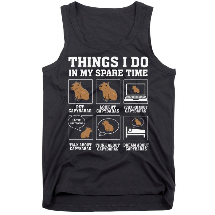 Things I Do In My Spare Time Capybara Funny Capybaras Rodent  Tank Top