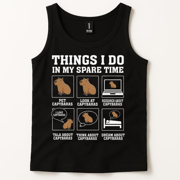 Things I Do In My Spare Time Capybara Funny Capybaras Rodent  Tank Top