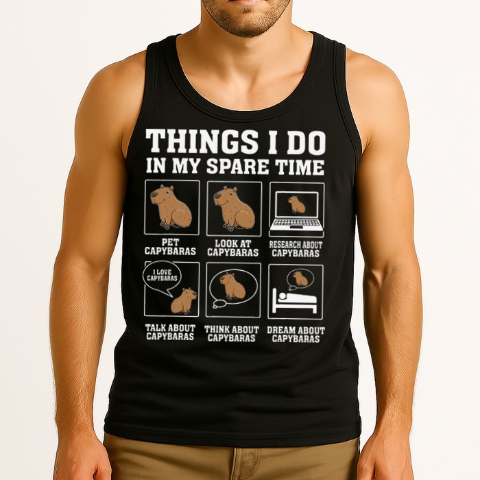 Things I Do In My Spare Time Capybara Funny Capybaras Rodent  Tank Top