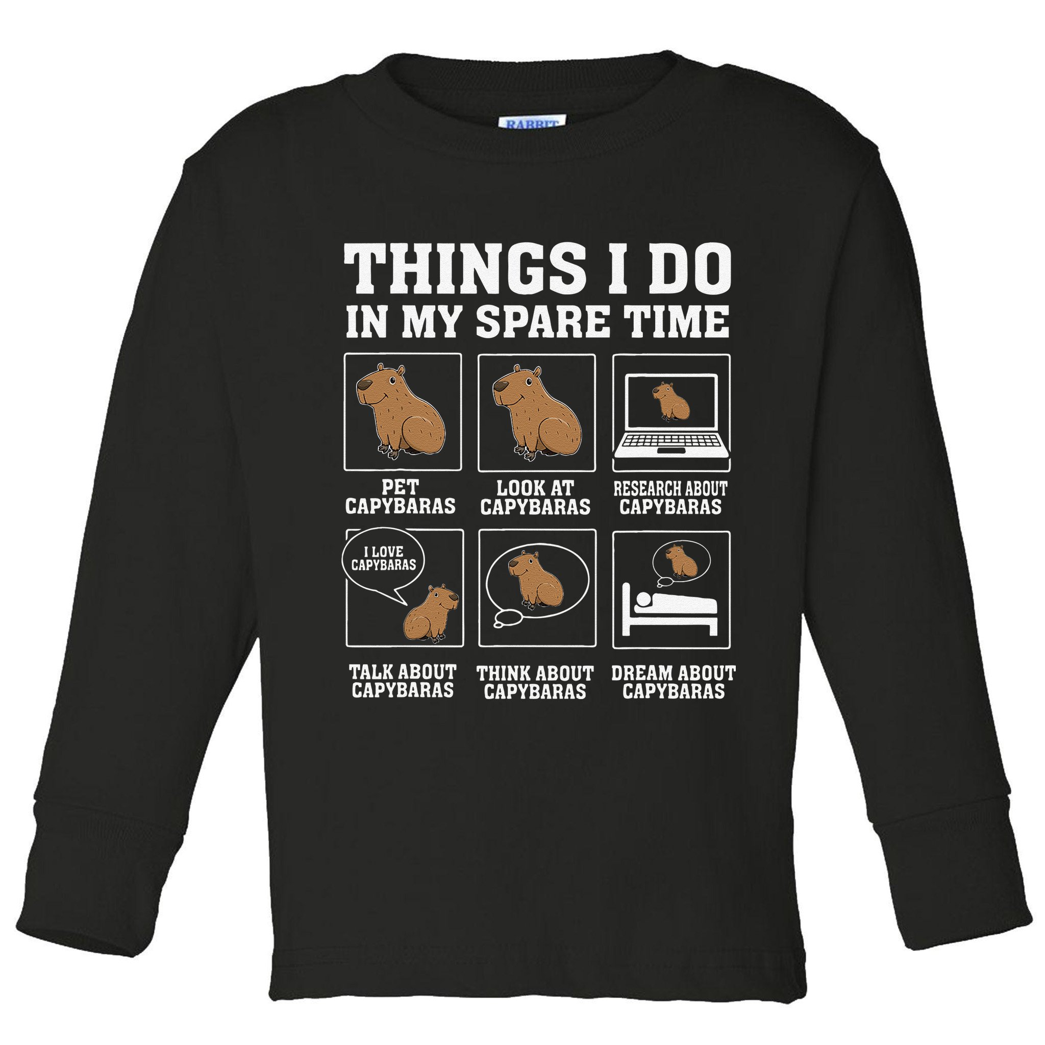 Things I Do In My Spare Time Capybara Funny Capybaras Rodent  Toddler Long Sleeve Shirt