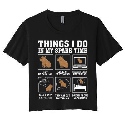 Things I Do In My Spare Time Capybara Funny Capybaras Rodent  Crop Top