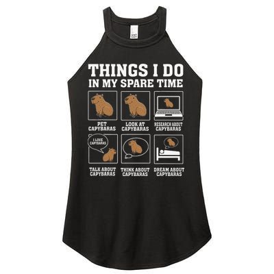 Things I Do In My Spare Time Capybara Funny Capybaras Rodent  Women's Perfect Tri Rocker Tank