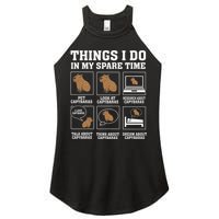 Things I Do In My Spare Time Capybara Funny Capybaras Rodent  Women's Perfect Tri Rocker Tank