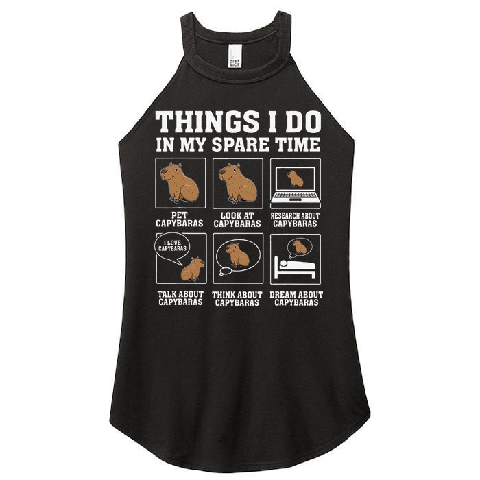 Things I Do In My Spare Time Capybara Funny Capybaras Rodent  Women's Perfect Tri Rocker Tank
