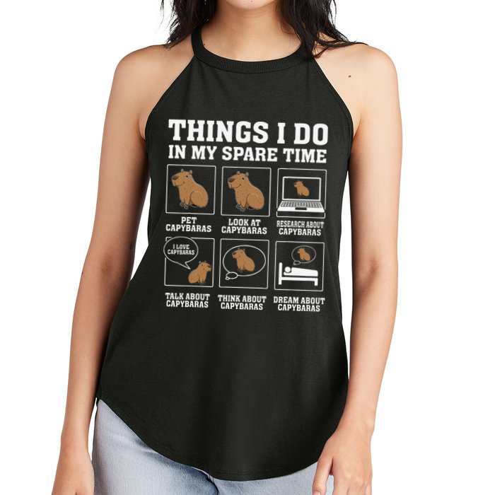 Things I Do In My Spare Time Capybara Funny Capybaras Rodent  Women's Perfect Tri Rocker Tank