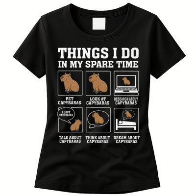 Things I Do In My Spare Time Capybara Funny Capybaras Rodent  Womens T-Shirt