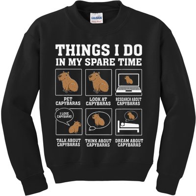 Things I Do In My Spare Time Capybara Funny Capybaras Rodent  Kids Sweatshirt