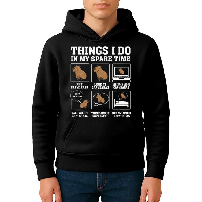 Things I Do In My Spare Time Capybara Funny Capybaras Rodent  Kids Hoodie