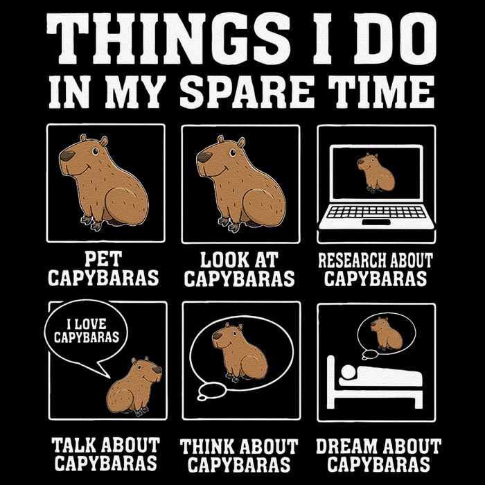Things I Do In My Spare Time Capybara Funny Capybaras Rodent  Short Acrylic Beanie