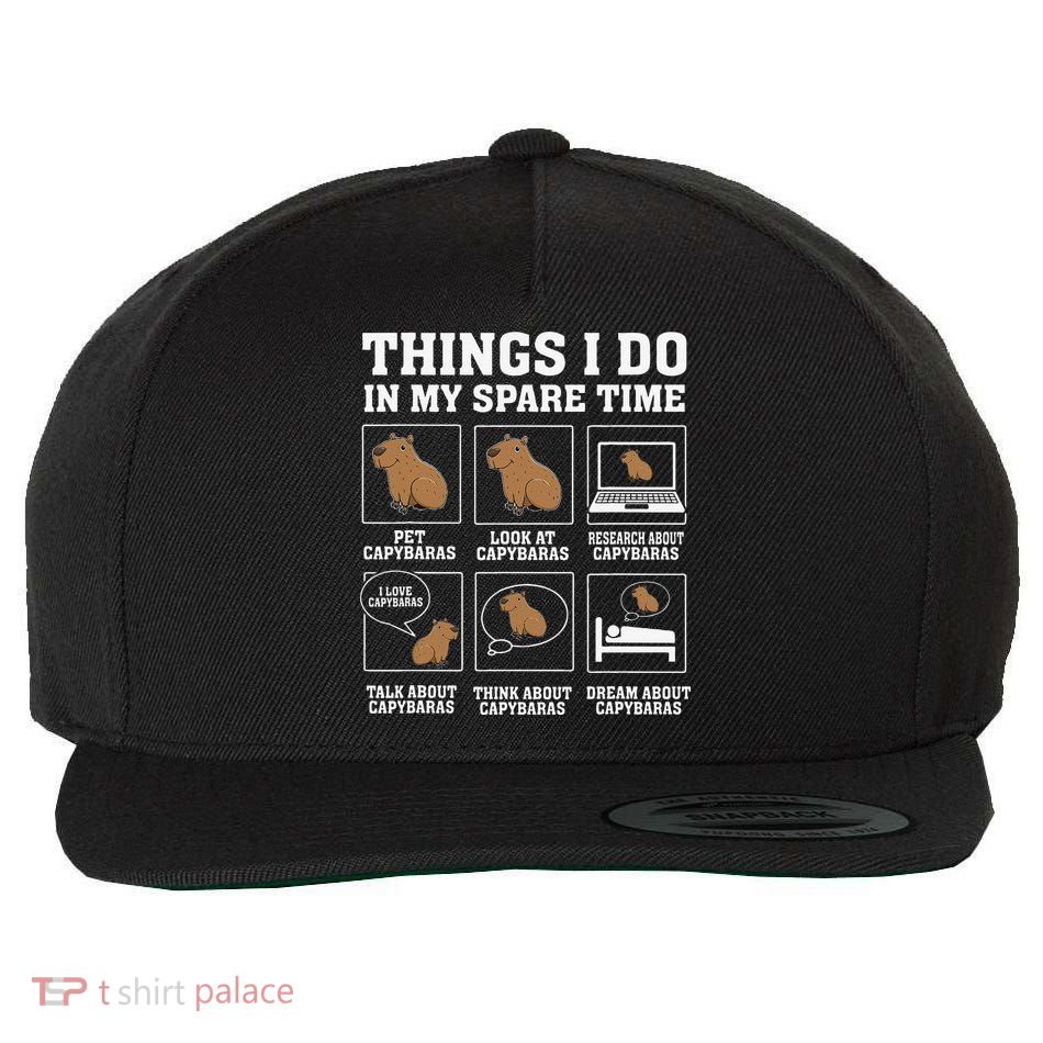 Things I Do In My Spare Time Capybara Funny Capybaras Rodent  Wool Snapback Cap
