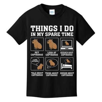 Things I Do In My Spare Time Capybara Funny Capybaras Rodent  Kids T-Shirt