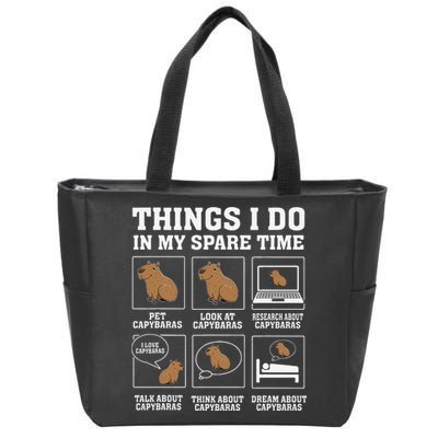 Things I Do In My Spare Time Capybara Funny Capybaras Rodent  Zip Tote Bag