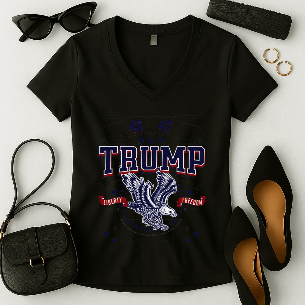 Trump Inauguration Day January 2025 Eagle Gift Women's V-Neck T-Shirt