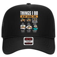 Things I Do In My Spare Time Tractor Funny Farm Farming High Crown Mesh Back Trucker Hat