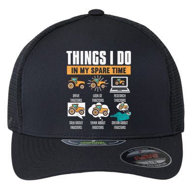 Things I Do In My Spare Time Tractor Funny Farm Farming Flexfit Unipanel Trucker Cap