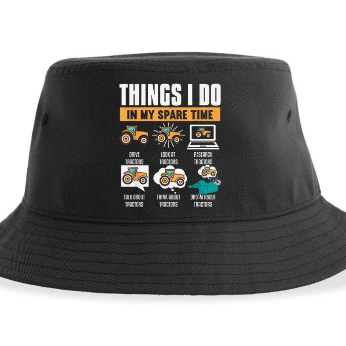 Things I Do In My Spare Time Tractor Funny Farm Farming Sustainable Bucket Hat