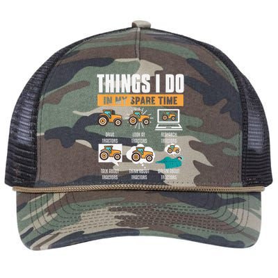 Things I Do In My Spare Time Tractor Funny Farm Farming Retro Rope Trucker Hat Cap