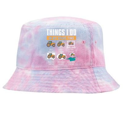 Things I Do In My Spare Time Tractor Funny Farm Farming Tie-Dyed Bucket Hat