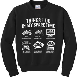 Things I Do In My Spare Time Biker Motorcycle Rider Riding Kids Sweatshirt