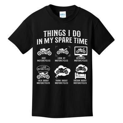 Things I Do In My Spare Time Biker Motorcycle Rider Riding Kids T-Shirt